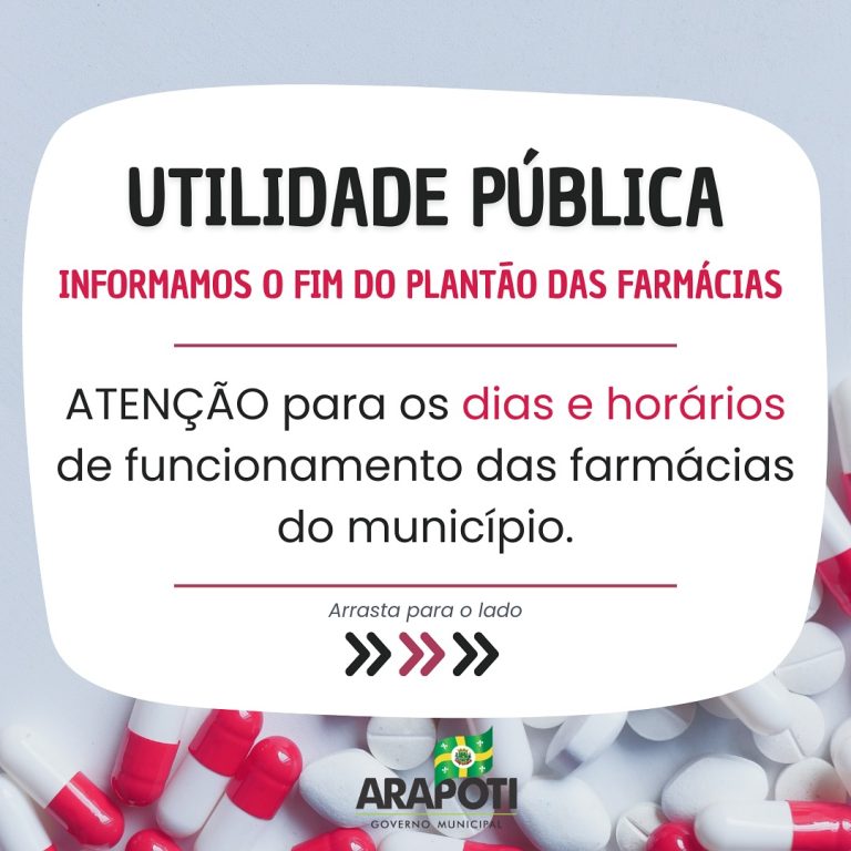Arapoti encerra escala de plantões das farmácias